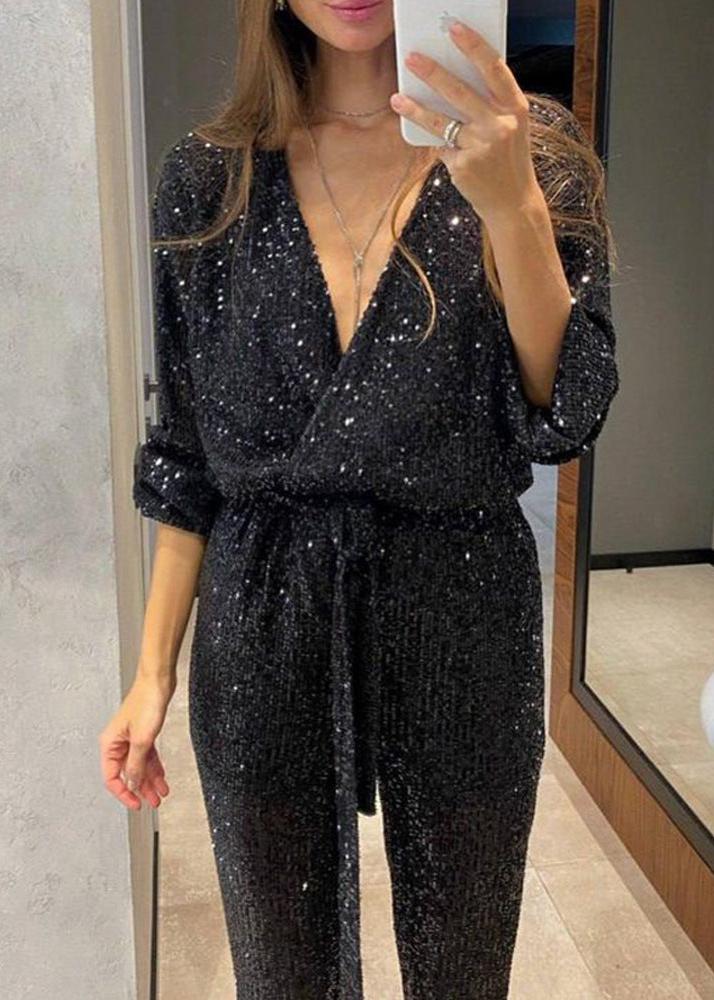Yvette™ | Långärmad Jumpsuit med Paljetter